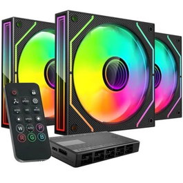 Mars Gaming Kit 3 ventiladores auxiliar MF-3D PRO Negro 120mm ARGB Control Remoto 1600 RPM